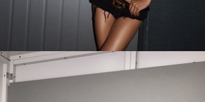 “我很难决定把眼睛聚焦在哪里……”多英展示了一张大胆的前倾镜头，展示了她身着“胸部被粗略切割”的服装的庞大身体。